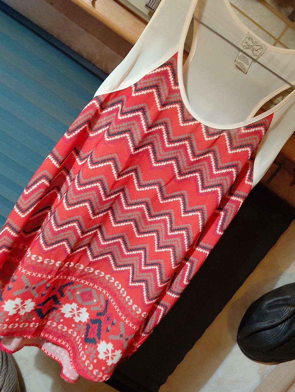 eyelash couture Red Chevron & Floral Border Racerback Camisole